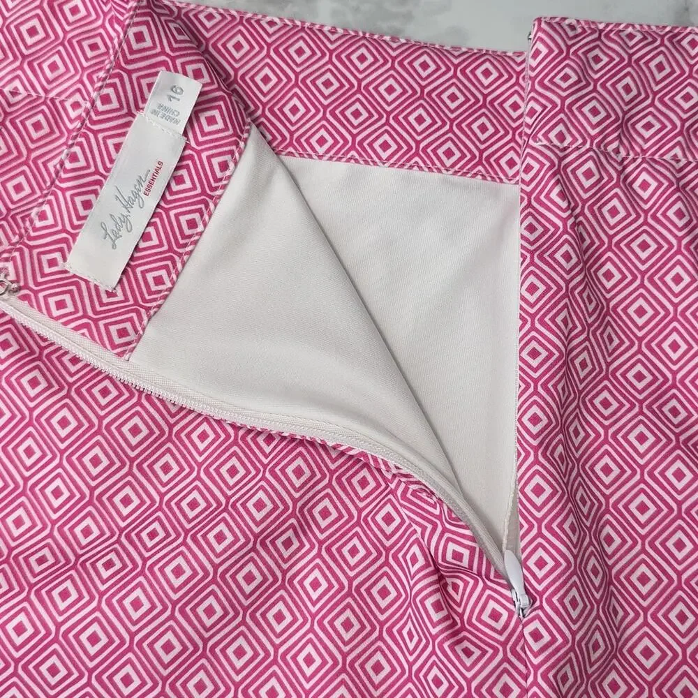 Womens Sz 16 Pink Geometric Pockets Pickleball Tennis Golf Skortv Lady Hagen - Picture 8 of 11